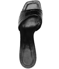 Schutz Posseni Crocodile Embossed Leather Dress Slides