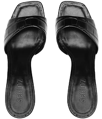 Schutz Posseni Crocodile Embossed Leather Dress Slides