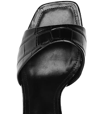 Schutz Posseni Crocodile Embossed Leather Dress Slides