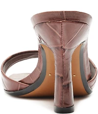 Schutz Posseni Crocodile Embossed Leather Dress Slides