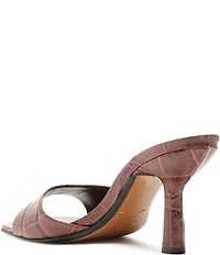 Schutz Posseni Crocodile Embossed Leather Dress Slides