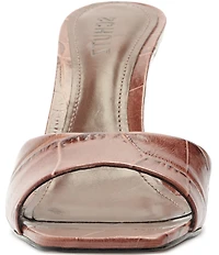 Schutz Posseni Crocodile Embossed Leather Dress Slides