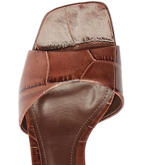 Schutz Posseni Crocodile Embossed Leather Dress Slides