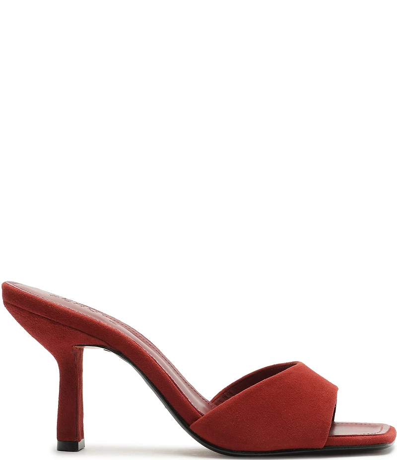 Schutz Posseni Suede Square Toe Dress Slide Sandals