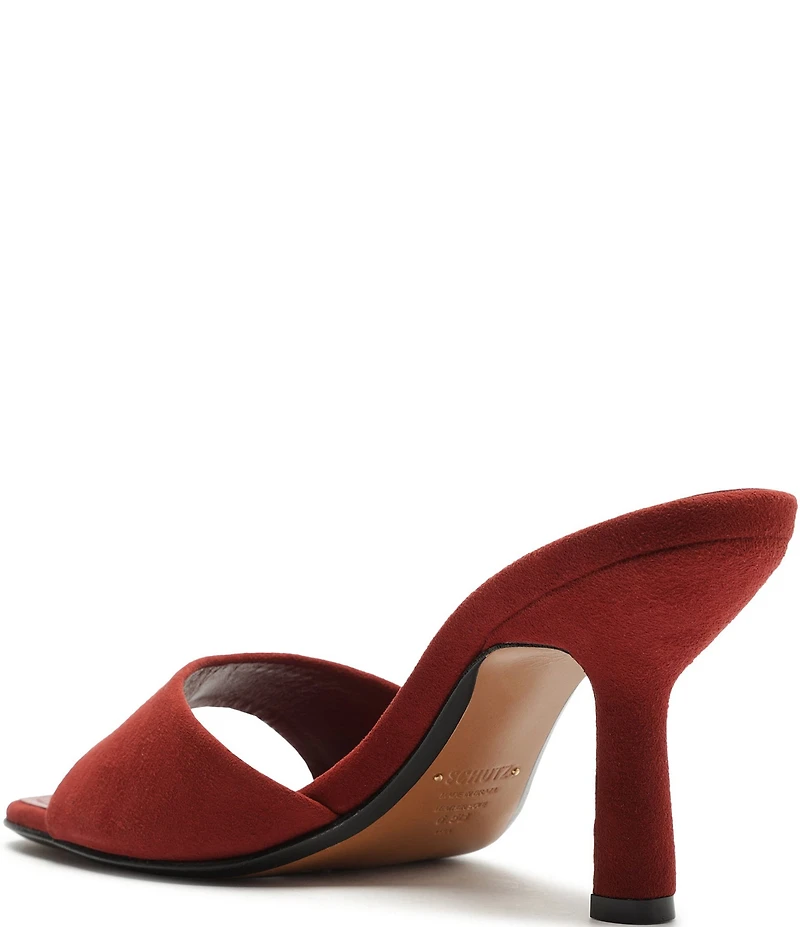 Schutz Posseni Suede Square Toe Dress Slide Sandals