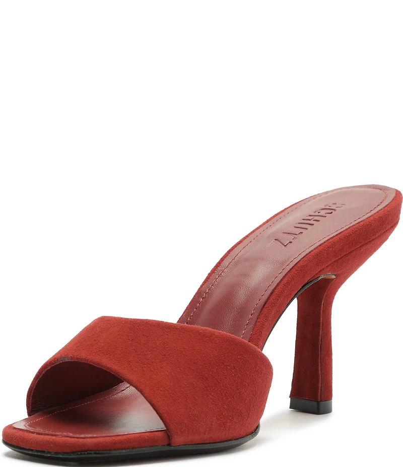 Schutz Posseni Suede Square Toe Dress Slide Sandals
