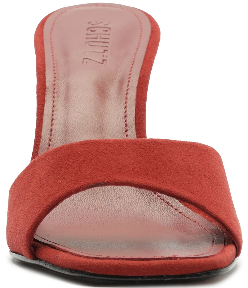 Schutz Posseni Suede Square Toe Dress Slide Sandals