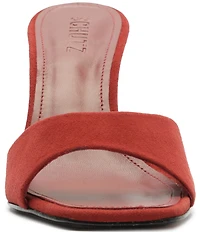 Schutz Posseni Suede Square Toe Dress Slide Sandals