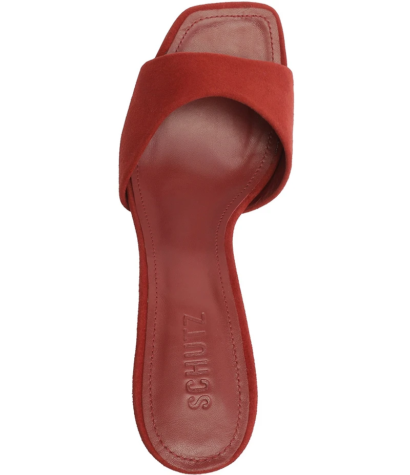 Schutz Posseni Suede Square Toe Dress Slide Sandals