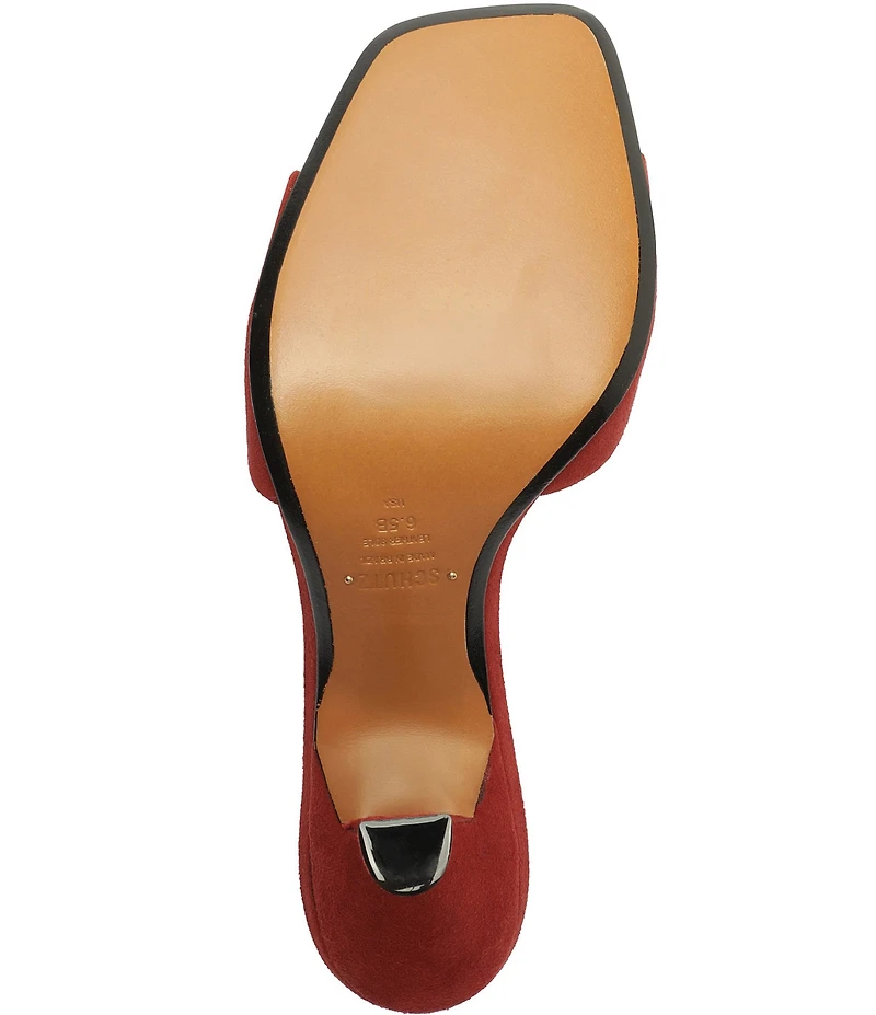 Schutz Posseni Suede Square Toe Dress Slide Sandals