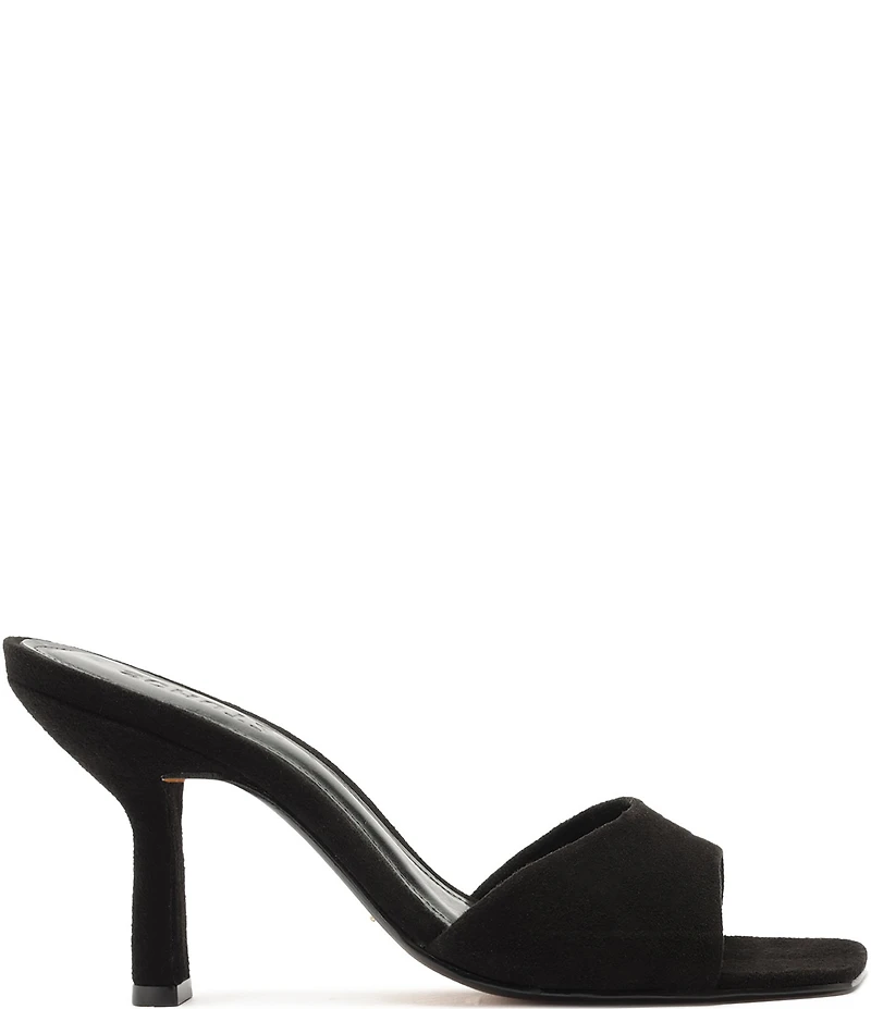 Schutz Posseni Suede Square Toe Dress Slide Sandals