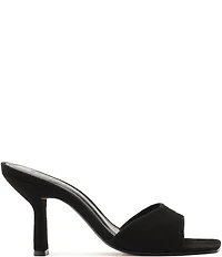 Schutz Posseni Suede Square Toe Dress Slide Sandals