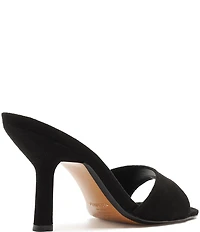 Schutz Posseni Suede Square Toe Dress Slide Sandals