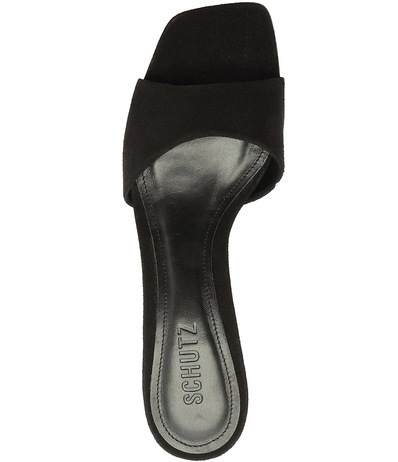 Schutz Posseni Suede Square Toe Dress Slide Sandals