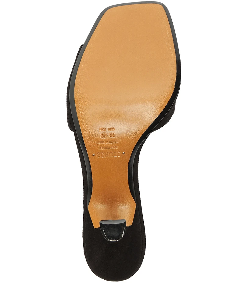 Schutz Posseni Suede Square Toe Dress Slide Sandals