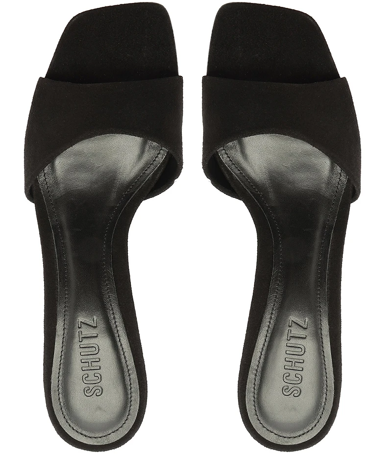 Schutz Posseni Suede Square Toe Dress Slide Sandals