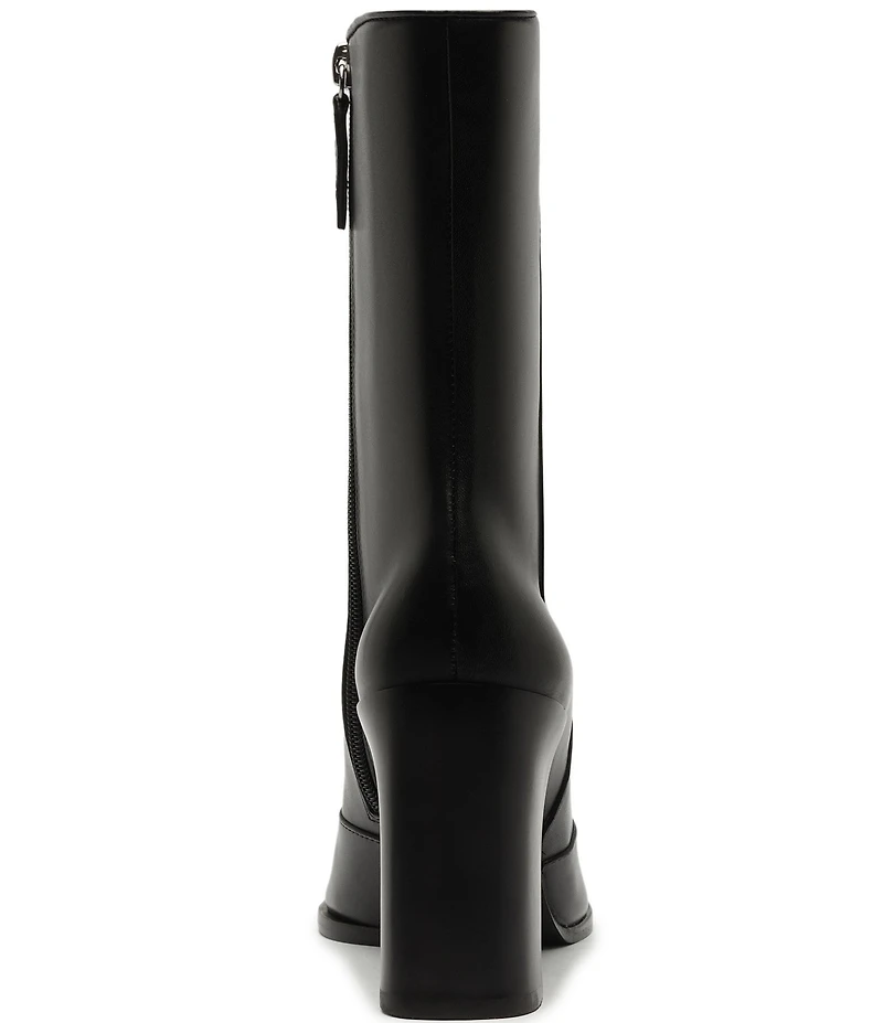 Schutz Raffaela High Block Leather Pointed Toe Booties