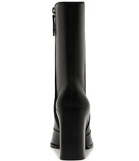 Schutz Raffaela High Block Leather Pointed Toe Booties