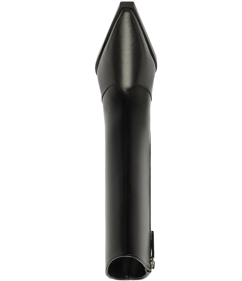 Schutz Raffaela High Block Leather Pointed Toe Booties