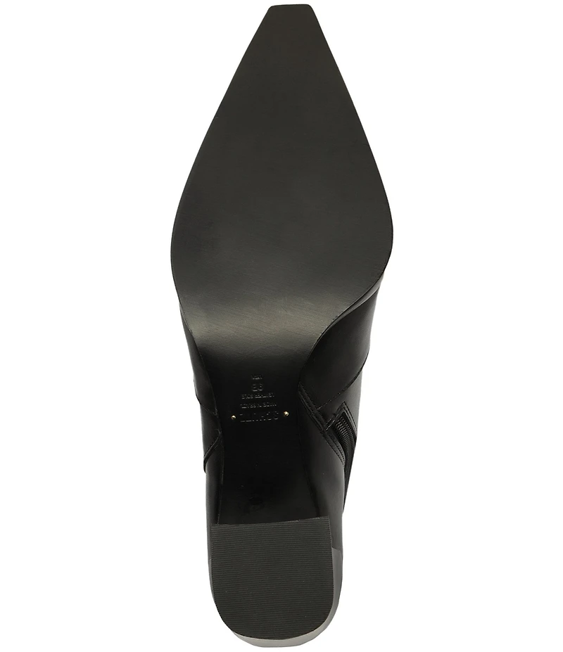 Schutz Raffaela High Block Leather Pointed Toe Booties