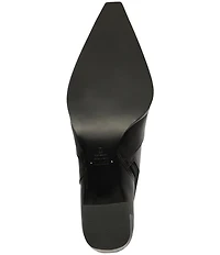 Schutz Raffaela High Block Leather Pointed Toe Booties