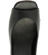 Schutz Rose Studded Leather Slingback Platform Block Heel Sandals
