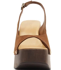 Schutz Rose Studded Suede Slingback Platform Block Heel Sandals