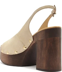 Schutz Rose Studded Suede Slingback Platform Block Heel Sandals