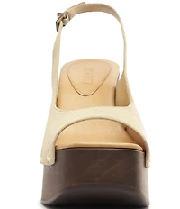 Schutz Rose Studded Suede Slingback Platform Block Heel Sandals