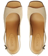 Schutz Rose Studded Suede Slingback Platform Block Heel Sandals