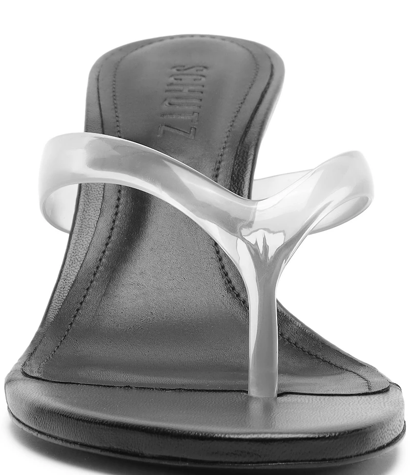 Schutz Roslyn Vinyl Thong Slide Dress Sandals