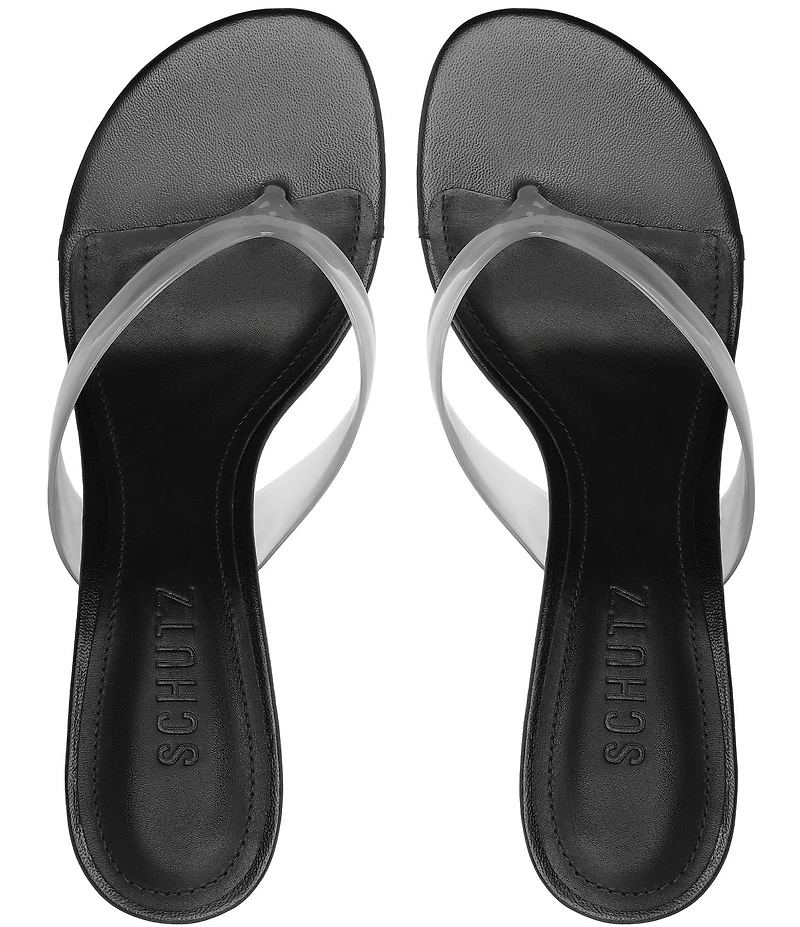 Schutz Roslyn Vinyl Thong Slide Dress Sandals