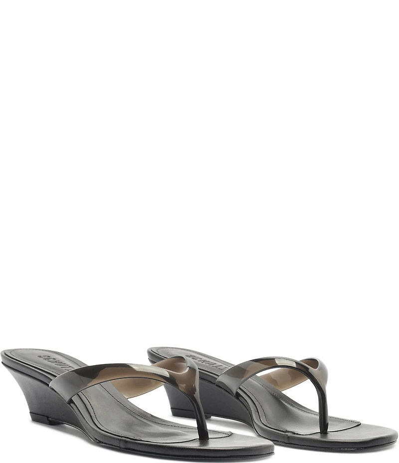 Schutz Roslyn Jelly Thong Wedge Slide Sandals