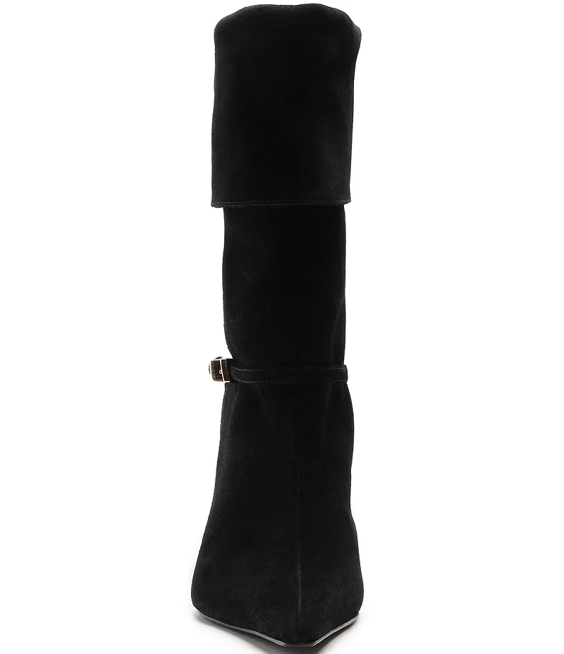Schutz Rudy Suede Buckle Strap Hardware Booties
