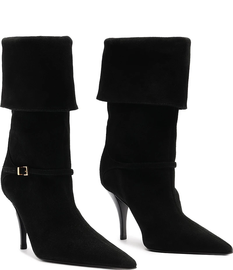 Schutz Rudy Suede Buckle Strap Hardware Booties