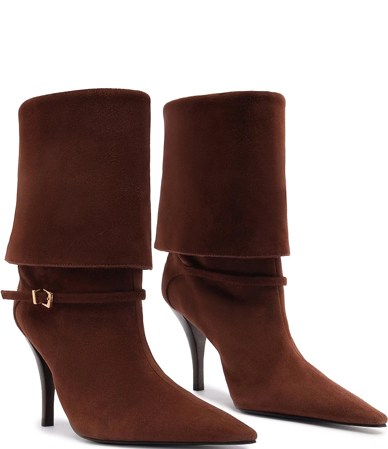 Schutz Rudy Suede Buckle Strap Hardware Booties