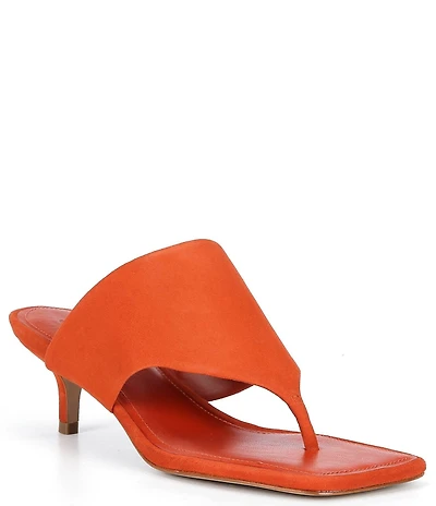 Schutz Sage Mid Stiletto Suede Thong Slide Sandals