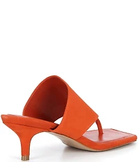 Schutz Sage Mid Stiletto Suede Thong Slide Sandals