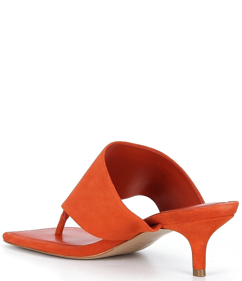 Schutz Sage Mid Stiletto Suede Thong Slide Sandals