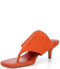 Schutz Sage Mid Stiletto Suede Thong Slide Sandals