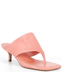 Schutz Sage Mid Stiletto Suede Thong Slide Sandals