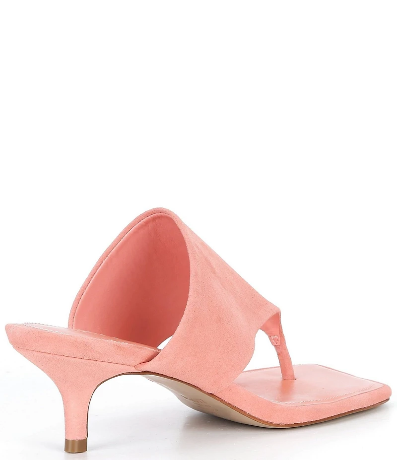 Schutz Sage Mid Stiletto Suede Thong Slide Sandals