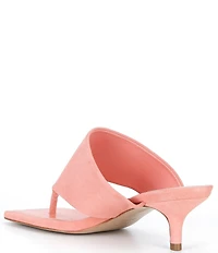 Schutz Sage Mid Stiletto Suede Thong Slide Sandals