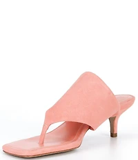 Schutz Sage Mid Stiletto Suede Thong Slide Sandals