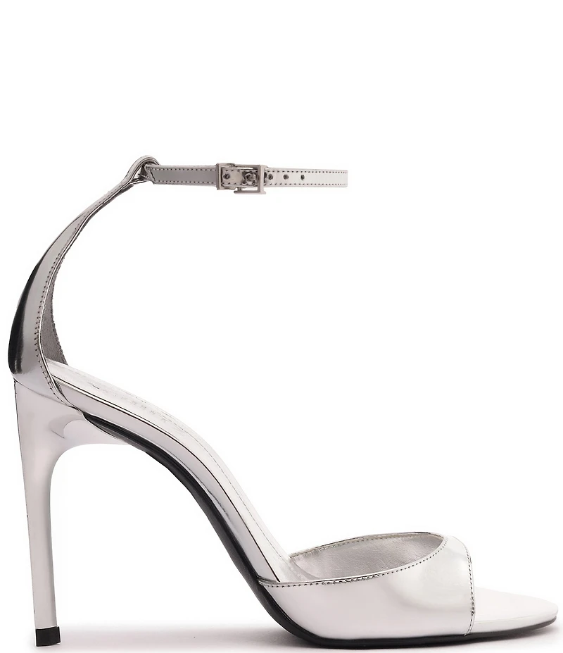 Schutz Scarlett Metallic Leather Ankle Strap High Heel Dress Sandals