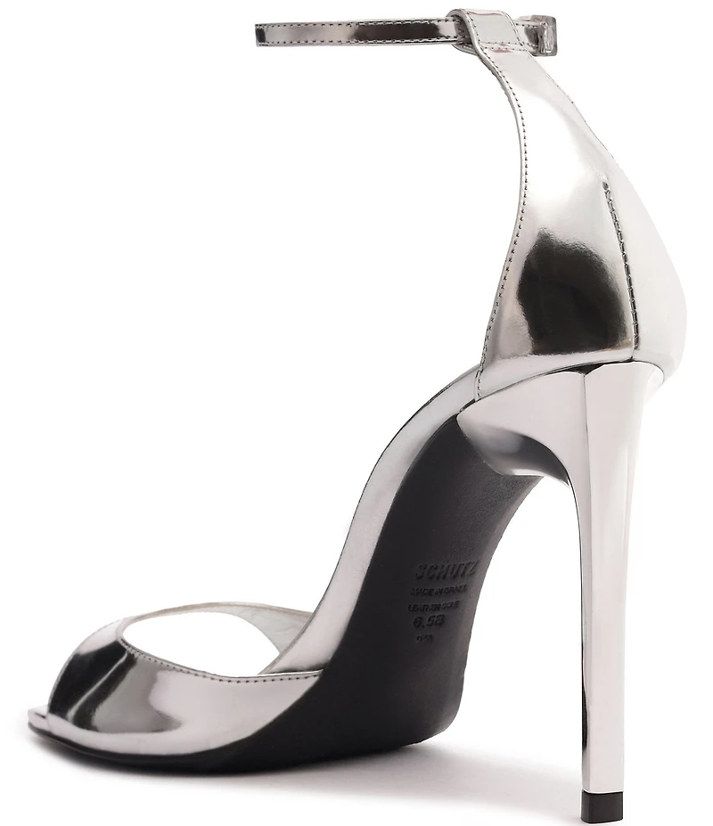 Schutz Scarlett Metallic Leather Ankle Strap High Heel Dress Sandals