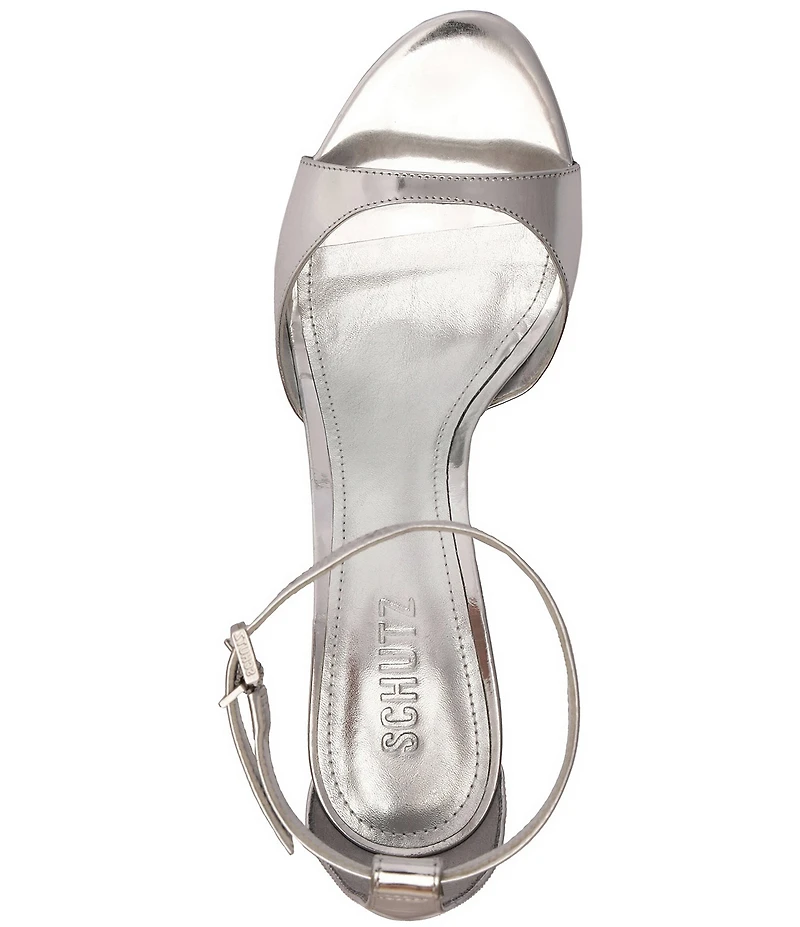 Schutz Scarlett Metallic Leather Ankle Strap High Heel Dress Sandals