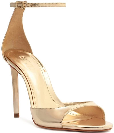 Schutz Scarlett Metallic Leather Ankle Strap High Heel Dress Sandals