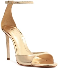 Schutz Scarlett Metallic Leather Ankle Strap High Heel Dress Sandals