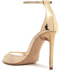 Schutz Scarlett Metallic Leather Ankle Strap High Heel Dress Sandals